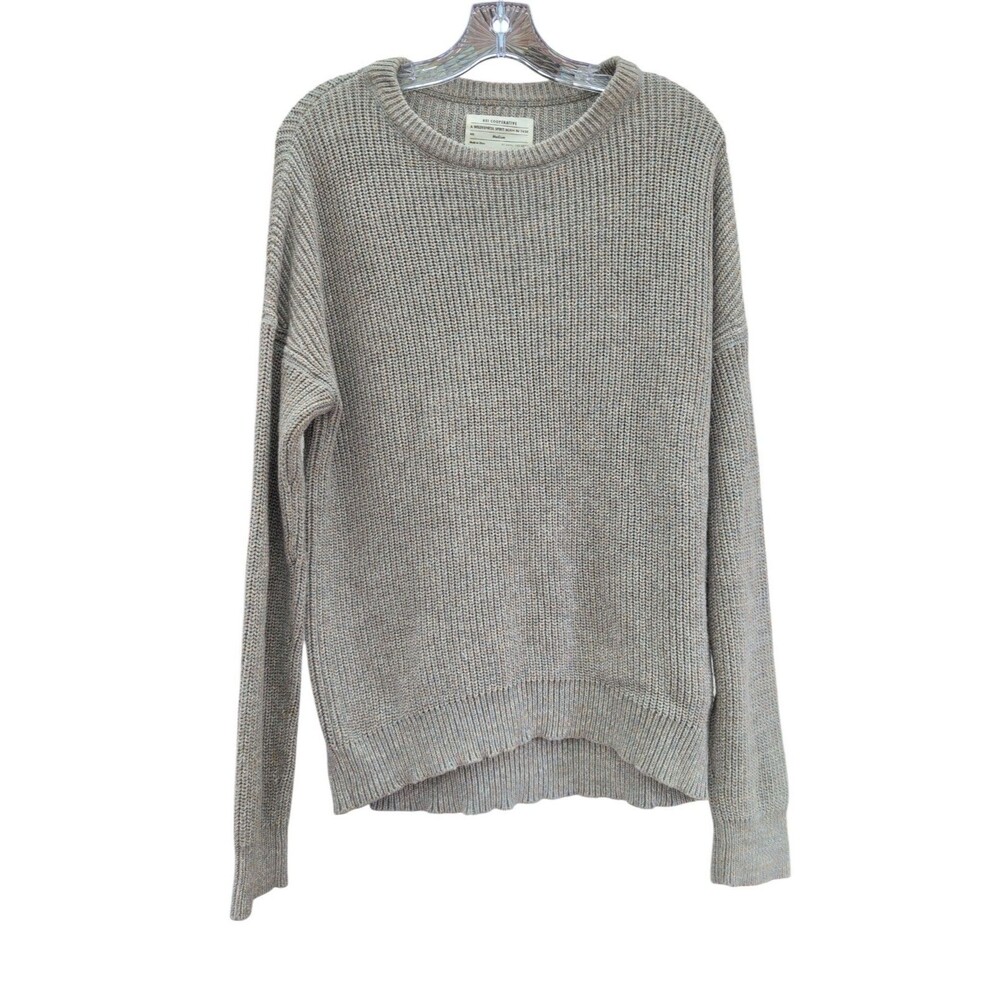 REI Co-op Men’s Medium Gray Chunky Knit Crewneck Sweater Pullover Outdoor Hiking